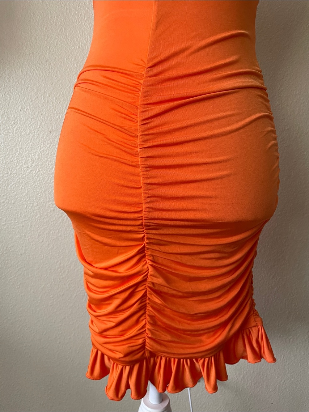 I.AM.GIA Orange Cutout Ruched Ruffle Midi Dress Size S Y2K Vacation - Picture 8 of 10
